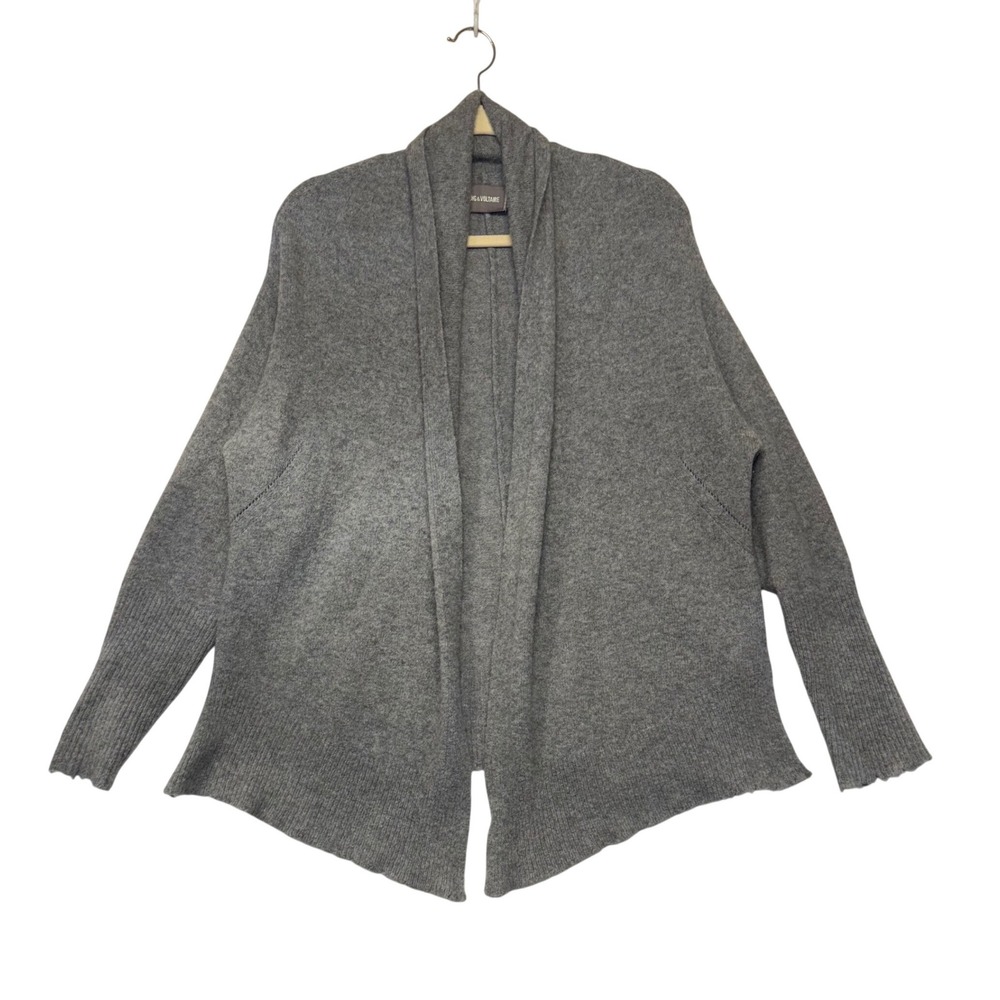 Zadig & Voltaire Hazzle WSN‎ Gray Cashmere Cardigan Raw Hem XS/S WHMU2401F